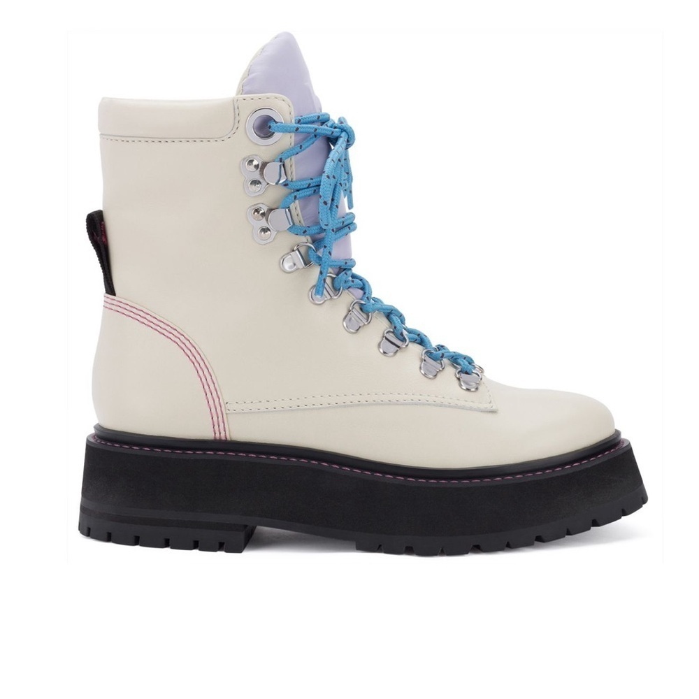 Leather boots combat style white Larroude Jordan Low Boot - Picture 9 of 12